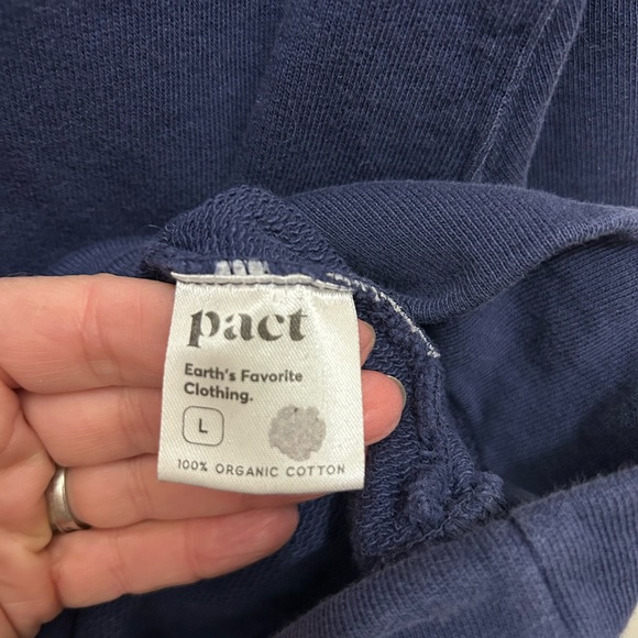 PACT NAVY BLUE ORGANIC COTTON ONE-FOR-ALL HOODIE WITH TIE-DYE DRAWSTRING LARGE - Picture 6 of 6